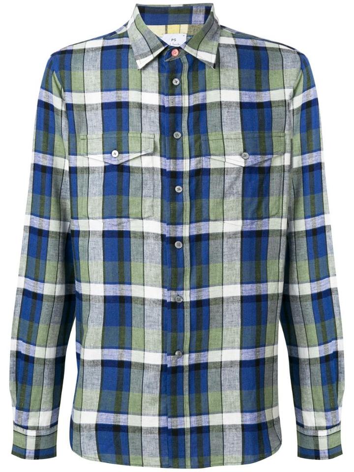 Ps Paul Smith Check Print Patch Pocket Shirt - Blue