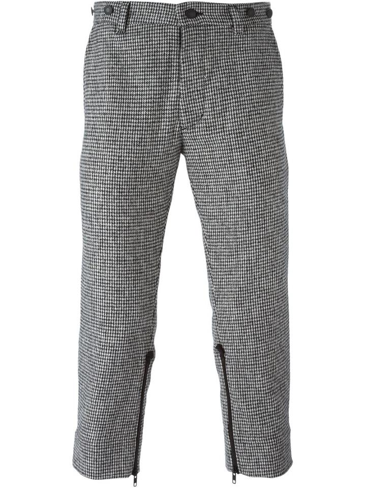 Ktz Cropped Houndstooth Trousers, Men's, Size: Medium, Black, Wool
