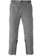 Ktz Cropped Houndstooth Trousers, Men's, Size: Medium, Black, Wool