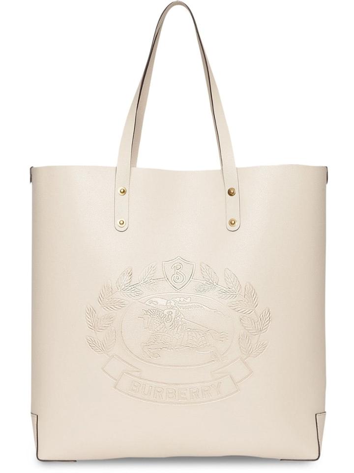 Burberry Embossed Crest Leather Tote - Nude & Neutrals