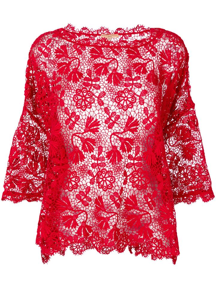 Ermanno Scervino Floral Lace Blouse - Red