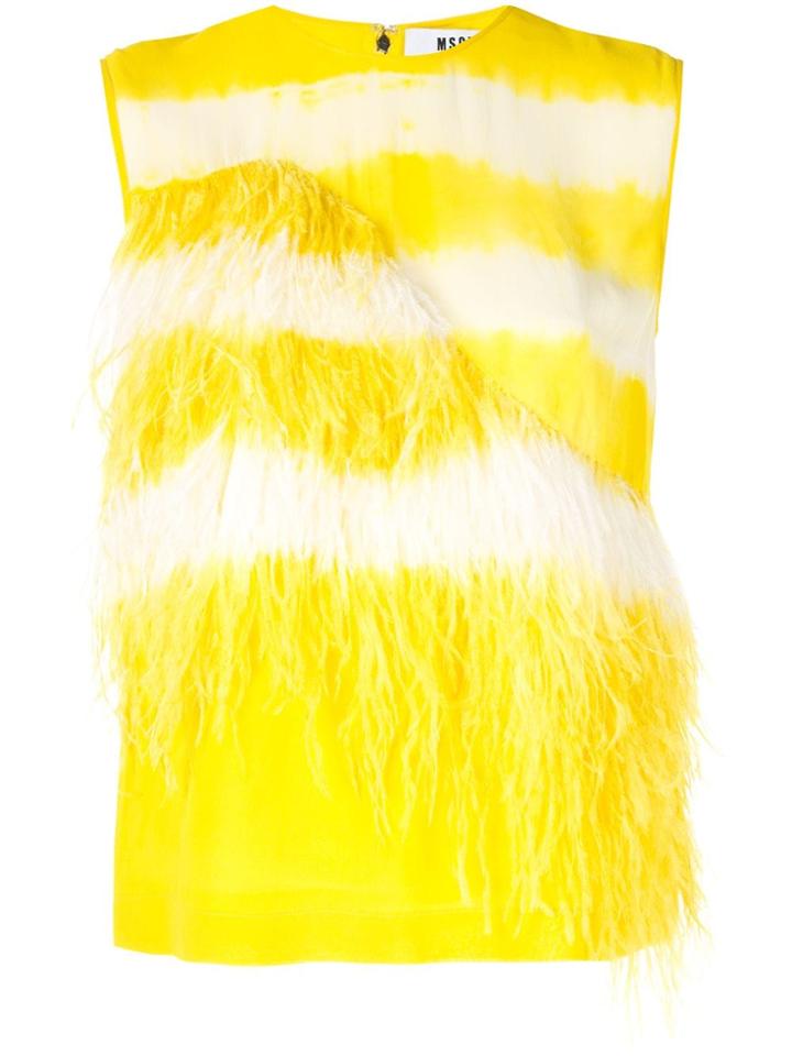 Msgm Feather Embellished Top - Yellow