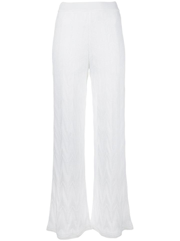 M Missoni Crochet Flared Trousers, Women's, Size: 38, White, Cotton/viscose/polyester