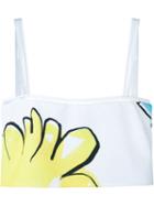 Adam Selman Floral Cropped Tank Top, Women's, Size: Large, White, Polyester/spandex/elastane