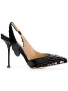 Sergio Rossi Sequin Slingback Pumps - Black