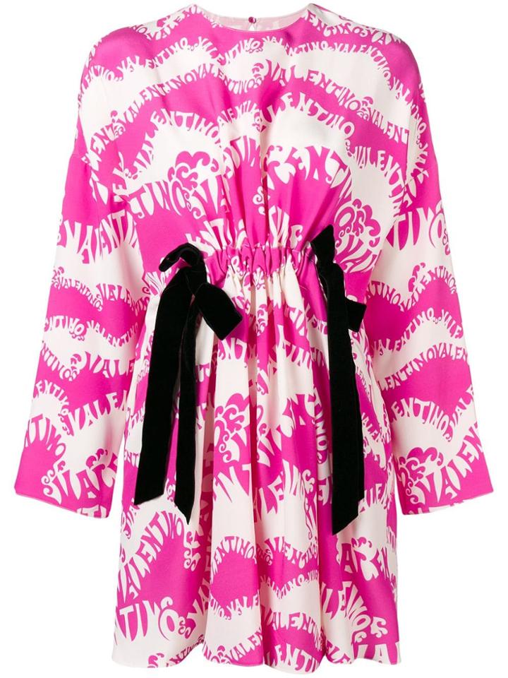Valentino Logo Print Mini Dress - Pink & Purple