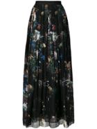 Adam Lippes Floral Print Pleated Skirt - Black