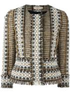 Tory Burch Fringed Tweed Jacket, Women's, Size: 0, Brown, Cotton/acrylic/polyamide/other Fibers