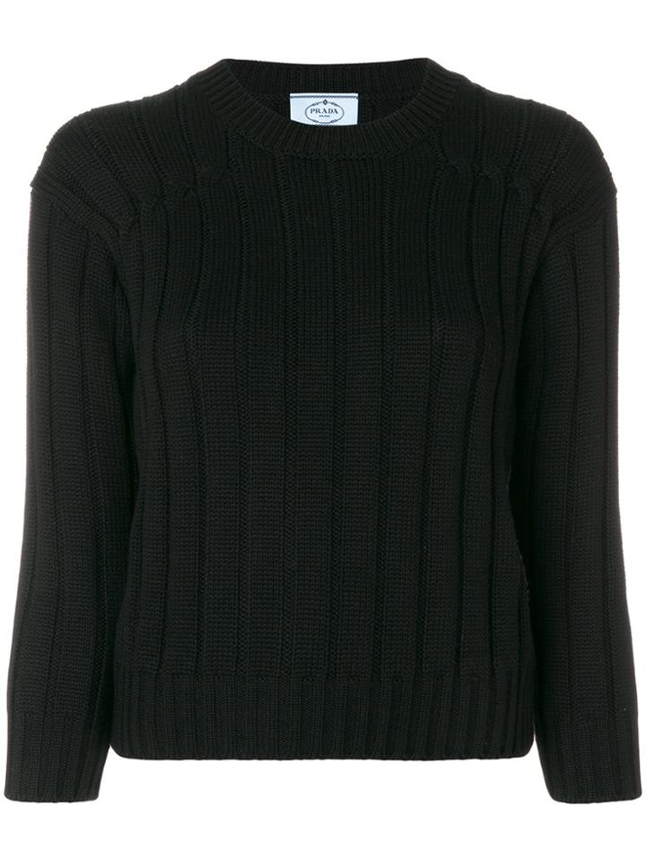 Prada Ribbed Sweater - Black