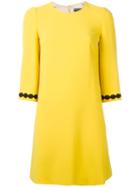 Dolce & Gabbana Embroidered Sleeve Dress, Women's, Size: 42, Yellow/orange, Viscose/acetate/cotton/silk
