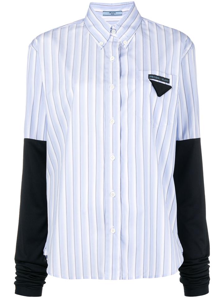 Prada Striped Hybrid Shirt - Blue