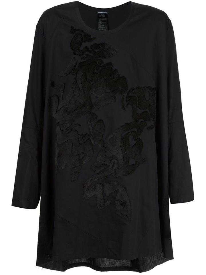 Ann Demeulemeester Front Detail Oversized T-shirt, Men's, Size: Small, Black, Cotton