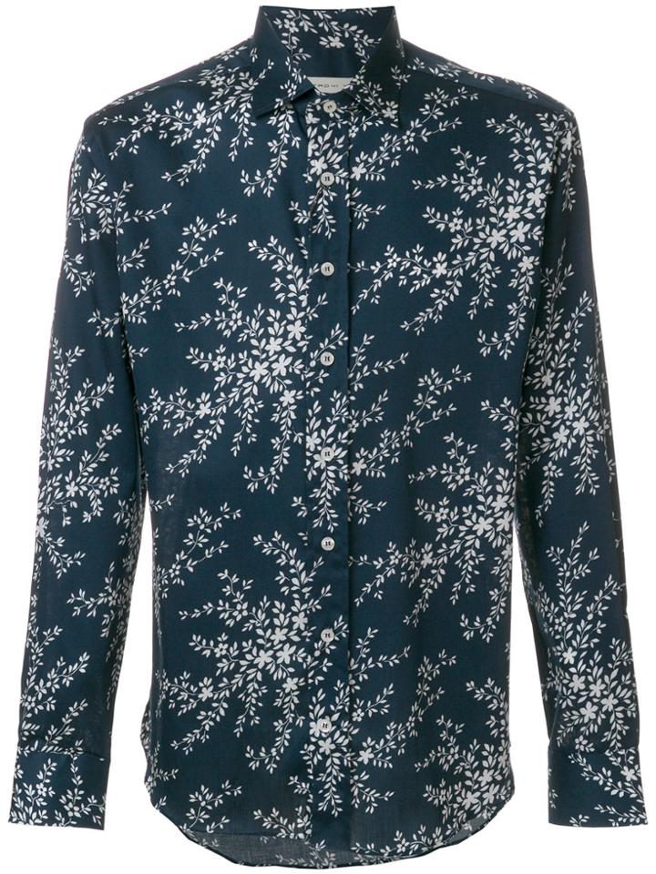 Etro Leaves Printed Loose Shirt - Blue
