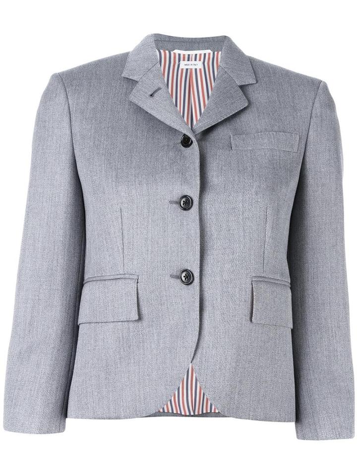 Thom Browne Three-button Blazer, Women's, Size: 40, Grey, Silk/wool