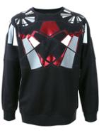 Les Hommes Geometric Pattern Sweatshirt, Men's, Size: Xl, Black, Cotton