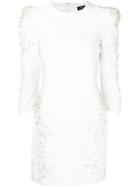 Elisabetta Franchi Lace Embellished Short Dress - White