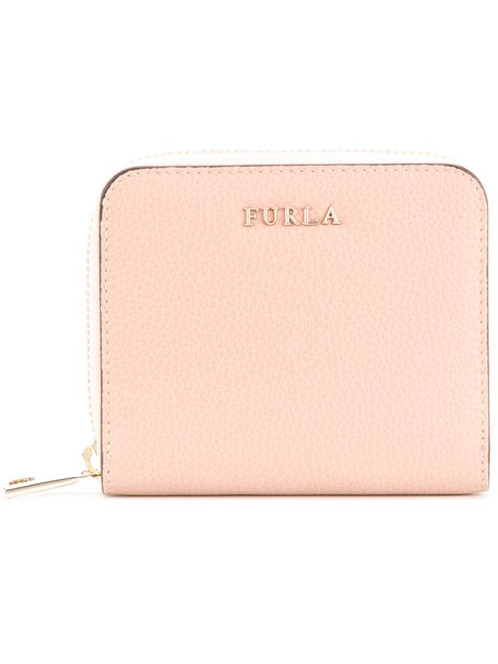 Furla Zip Around Grained Wallet - Pink & Purple