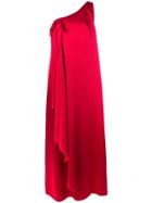 Valentino One Shoulder Full Length Dress - Red