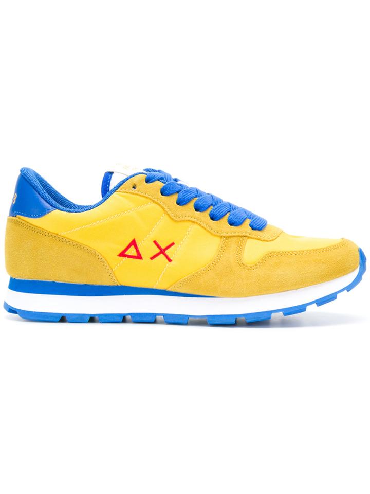 Sun 68 Contrast Panel Running Sneakers - Yellow & Orange