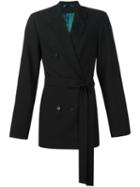 Ann Demeulemeester Belted Double Breasted Blazer, Men's, Size: Xl, Black, Wool