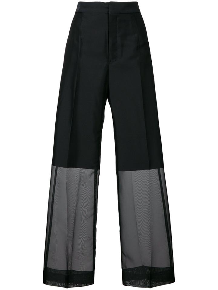 Y's Sheer Wide Leg Trousers - Black