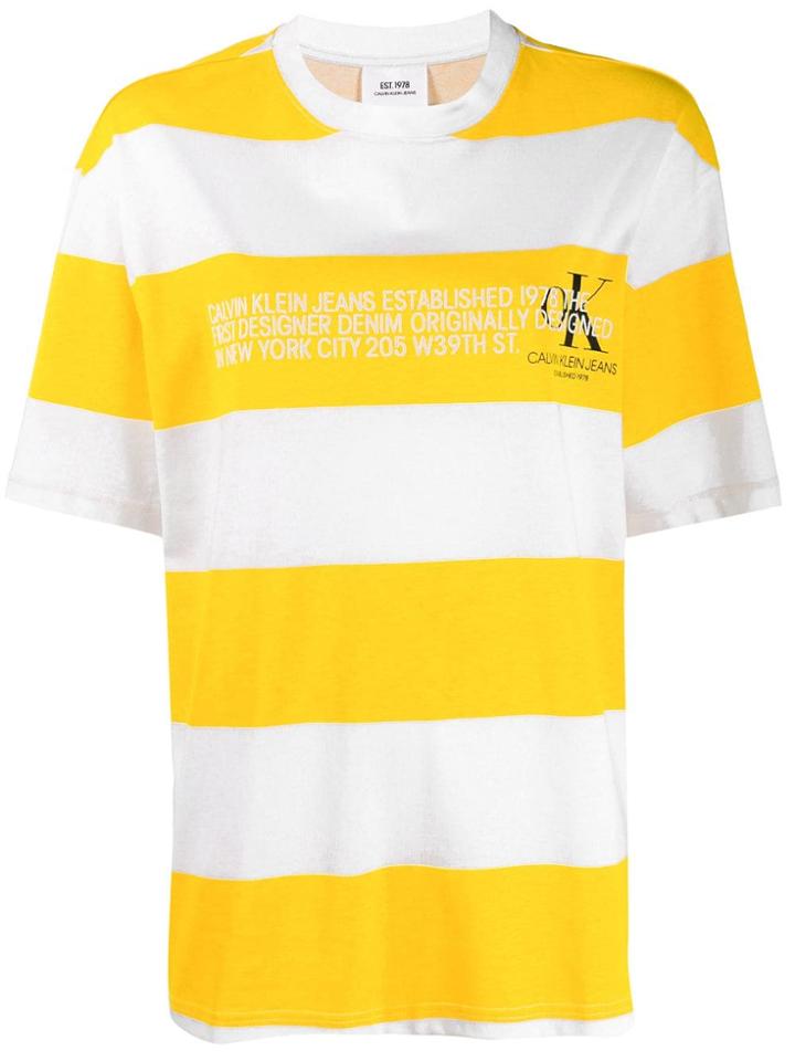 Calvin Klein Jeans Est. 1978 Logo Striped T-shirt - Yellow