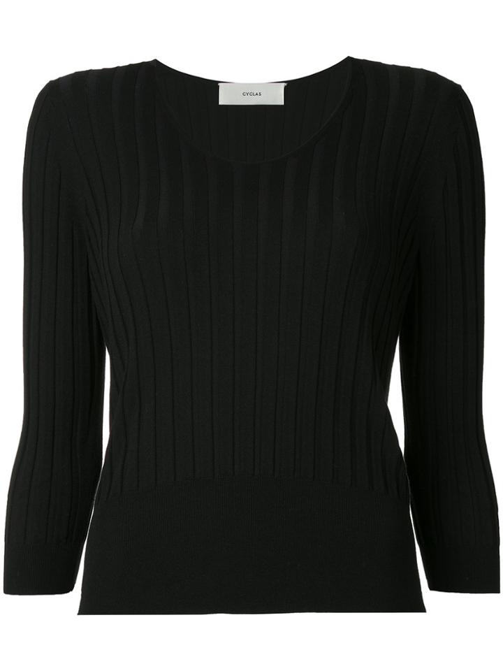Cyclas Striped Panel Sweater - Black