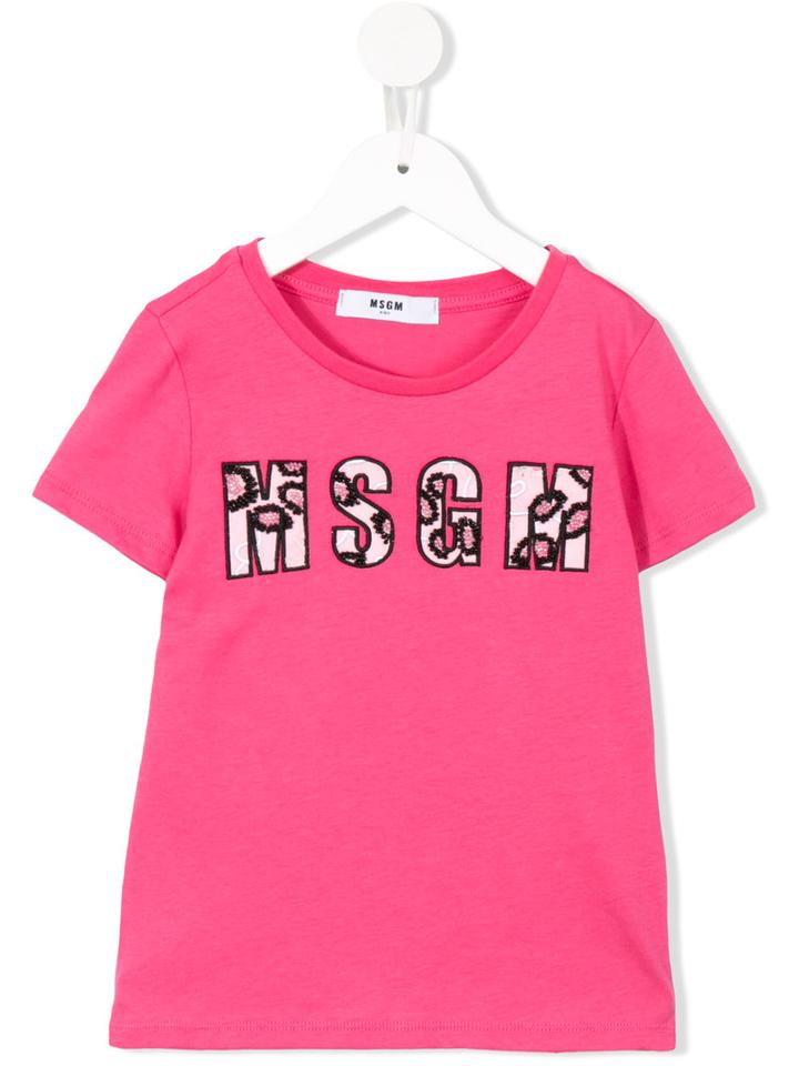 Msgm Kids - Logo Print T-shirt - Kids - Cotton - 4 Yrs, Pink/purple