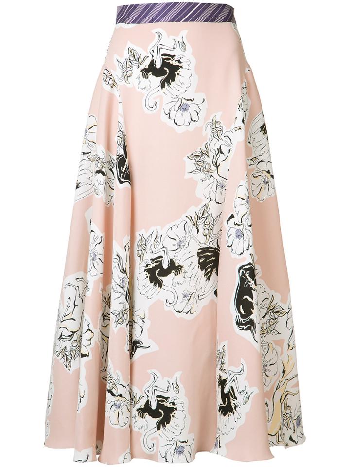 Roksanda Floral Pleated Skirt - Pink & Purple