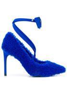 Off-white Zip Tie Shearling Pumps - Blue