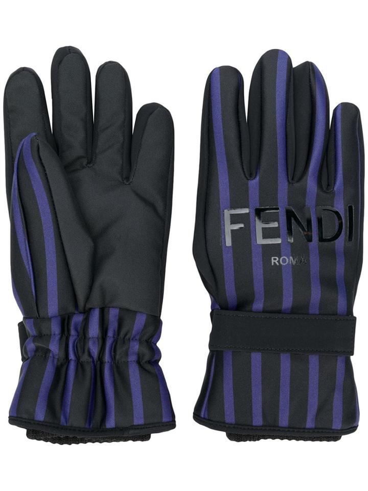 Fendi Striped Gloves - Black