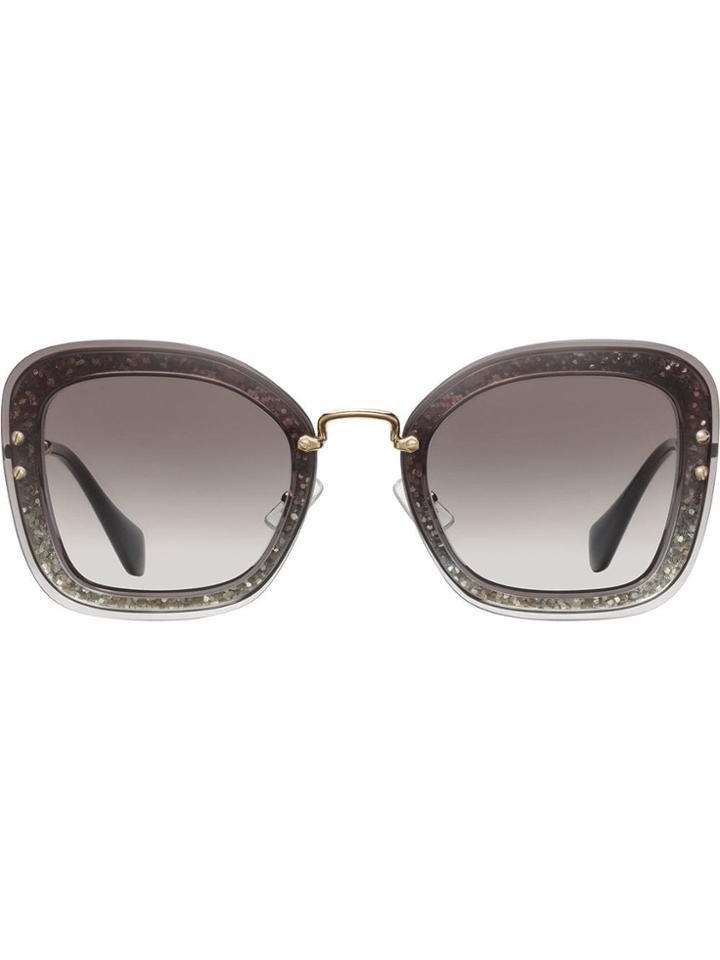 Miu Miu Glitter Oversized Sunglasses - Red