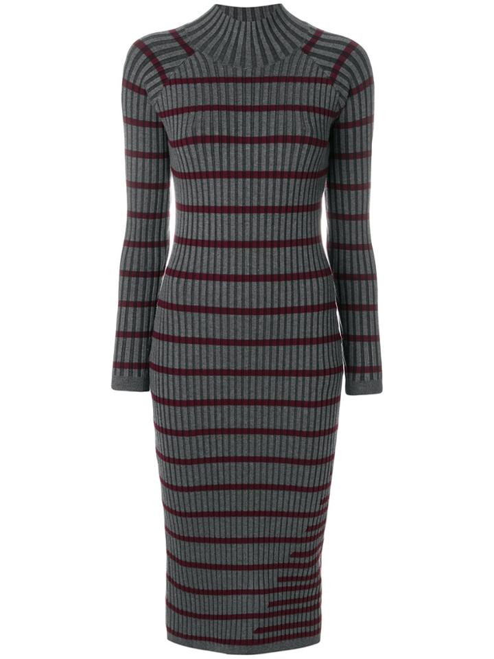 Alexander Wang Ribbed Knit Stripe Dress - Grey
