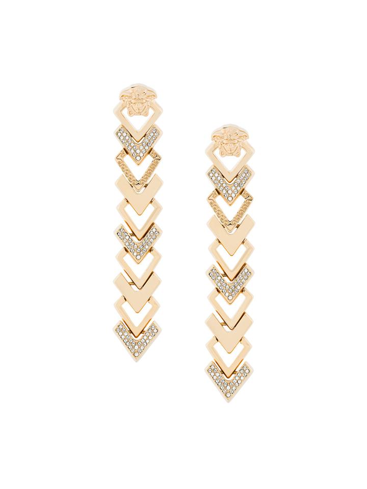 Versace Embellished Arrow Drop Earrings - Metallic