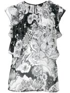 Just Cavalli Floral Print Ruffled Blouse - Black