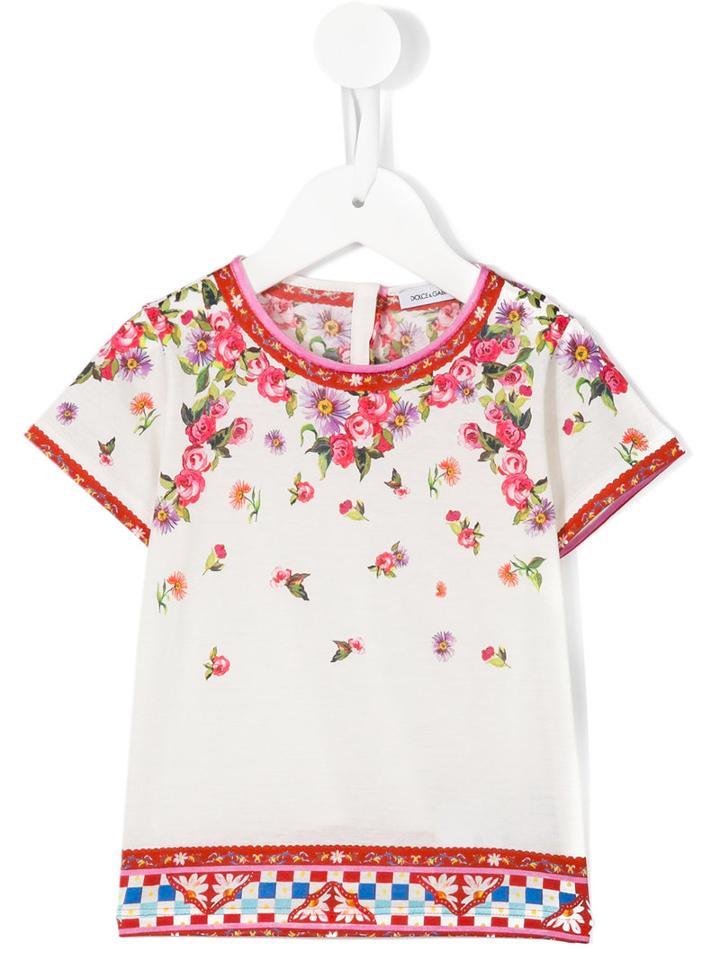 Dolce & Gabbana Kids - Carretto Con Rose (pink) T-shirt - Kids - Cotton - 24-36 Mth