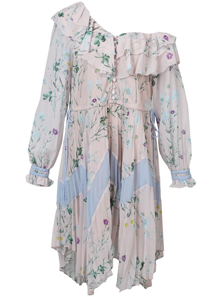 Self-portrait Off Shoulder Floral Dress - Nude & Neutrals