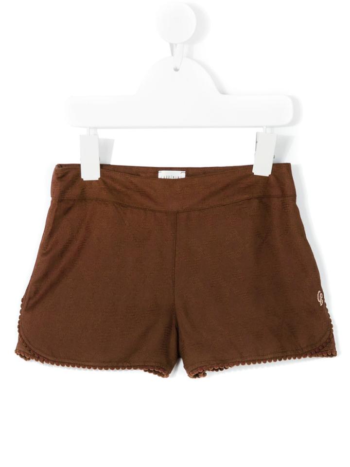 Carrèment Beau - Pom Pom Trim Shorts - Kids - Viscose - 2 Yrs, Brown