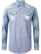 Dsquared2 Gingham And Denim Mix Shirt, Men's, Size: 48, Blue, Cotton