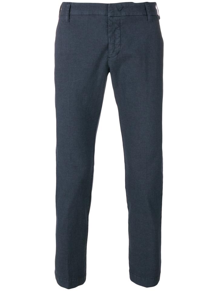 Entre Amis Slim-fit Ankle Grazer Trousers - Blue