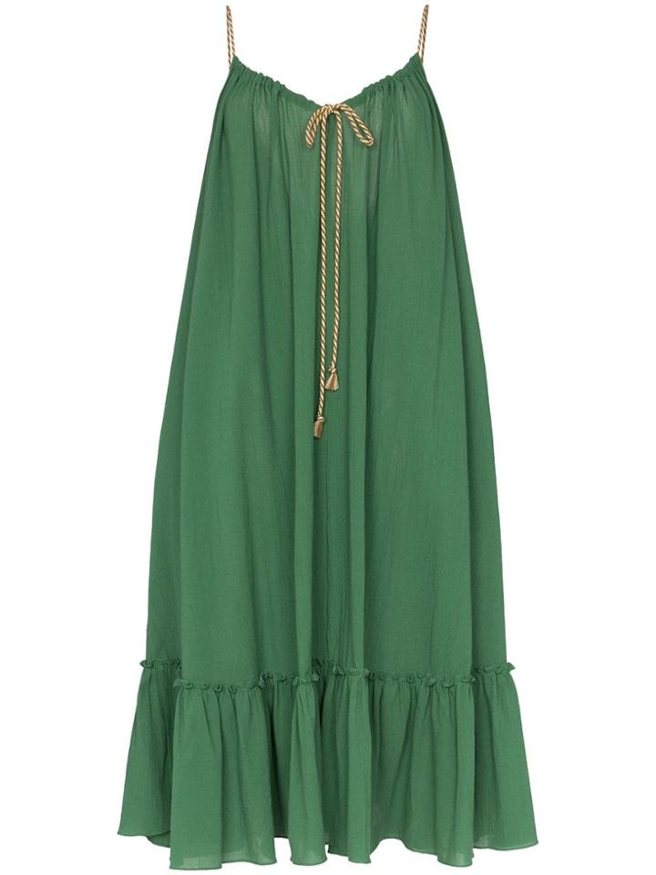 Three Graces Agatha Midi String Tie Layered Dress - Green