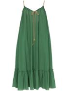 Three Graces Agatha Midi String Tie Layered Dress - Green