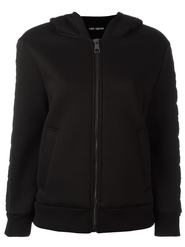 Neil Barrett Zipped Hoodie, Women's, Size: Medium, Black, Polyurethane/viscose