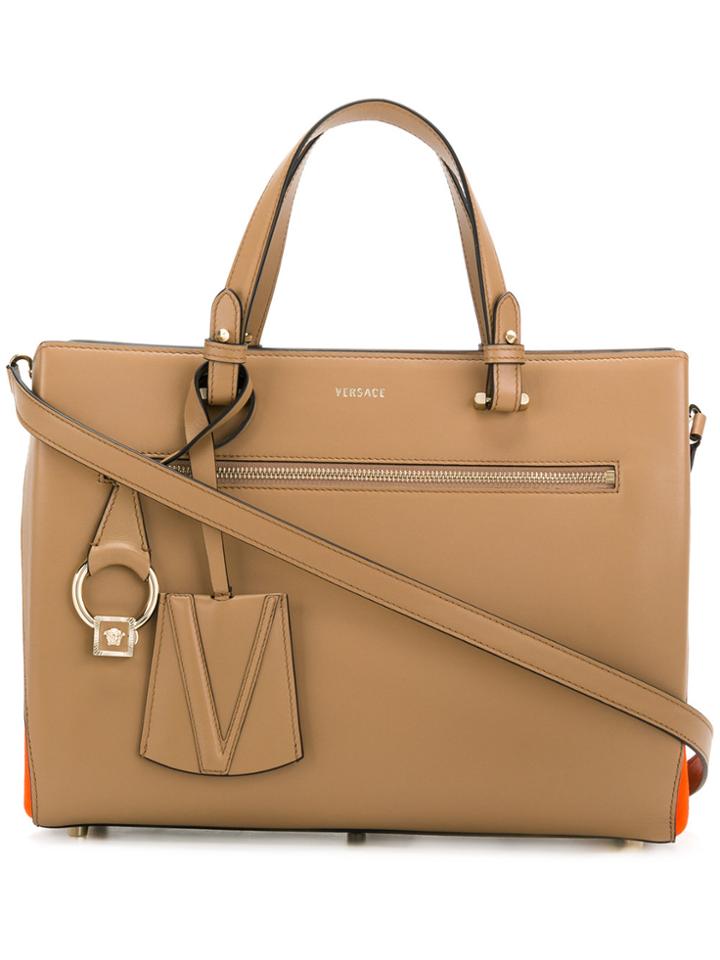 Versace Logo Tote Bag - Nude & Neutrals