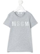 Msgm Kids - Printed T-shirt - Kids - Cotton - 6 Yrs, Grey