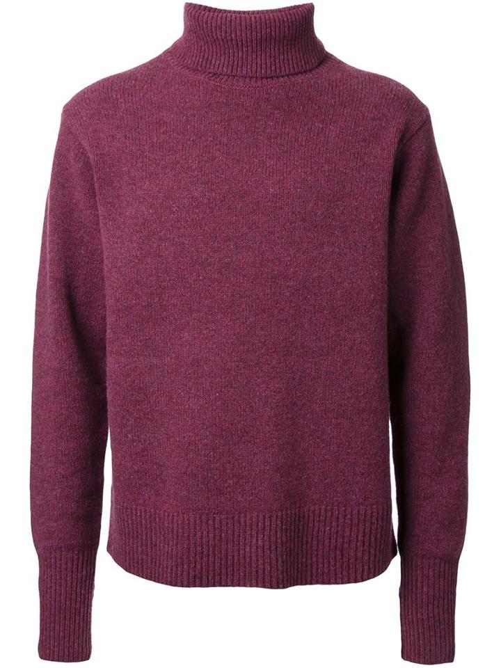 Cityshop Turtleneck Jumper, Men's, Size: Medium, Red, Wool