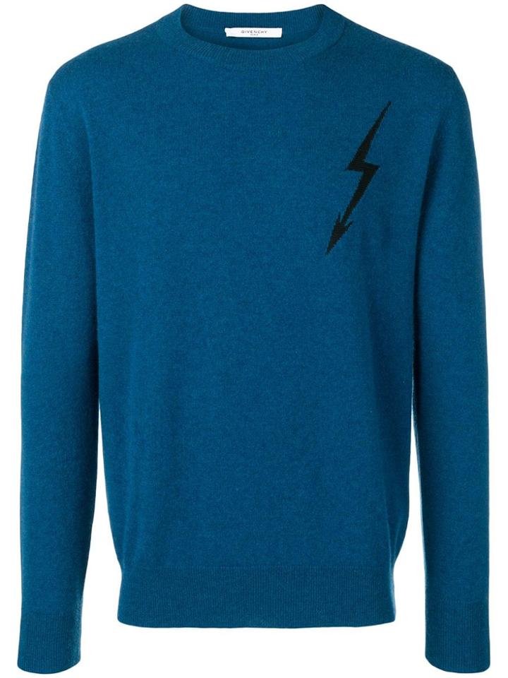 Givenchy Cashmere Lightning Bolt Jumper - Blue