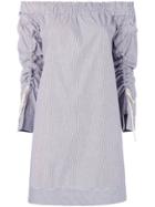 Erika Cavallini Pinstripe Off-shoulder Dress - Blue