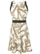 Versace Jeans Column Print Sleeveless Dress - White