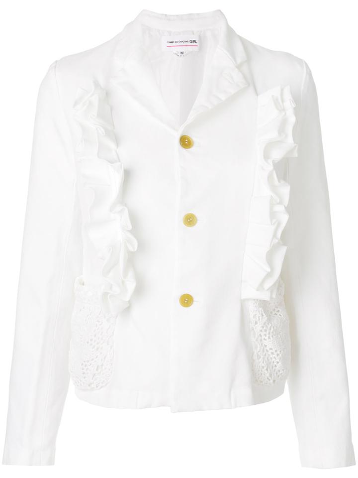 Comme Des Garçons Girl Frill-trim Fitted Jacket - White